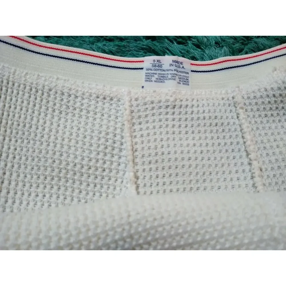 Vintage Unbranded Long Underwear Pants 50/50 Mens 5XL 58-60 USA Red White Blue